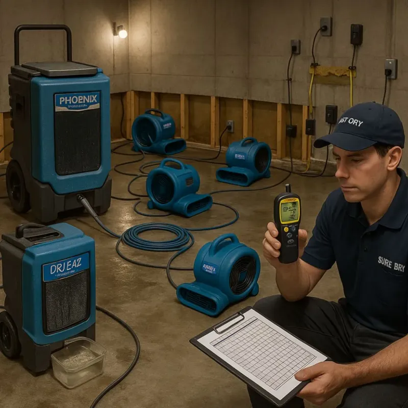 Structural Drying and Dehumidification process in Muenster, TX